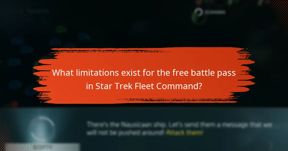 What limitations exist for the free battle pass in Star Trek Fleet Command?