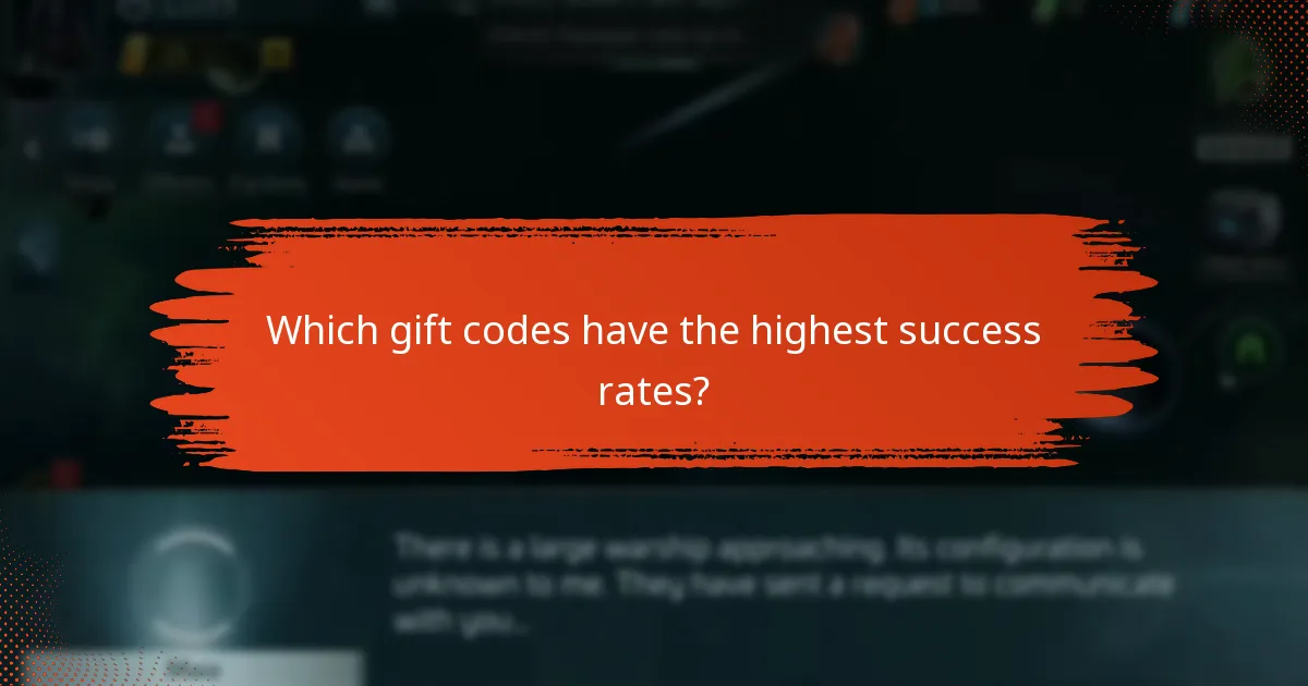 Which gift codes have the highest success rates?